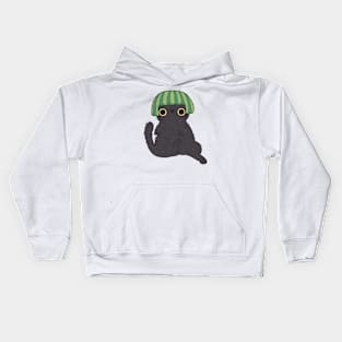 Shy Watermelon Cat - Black ver. Kids Hoodie